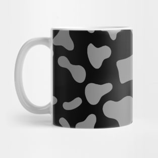 Grey Dairy Cow Print on Black Background Mug